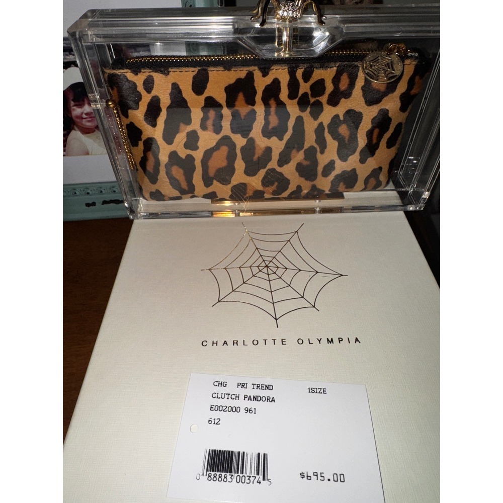 Charlotte Olympia Leopard Printβ Clear Pandora Clutch Bag Spider Clasp